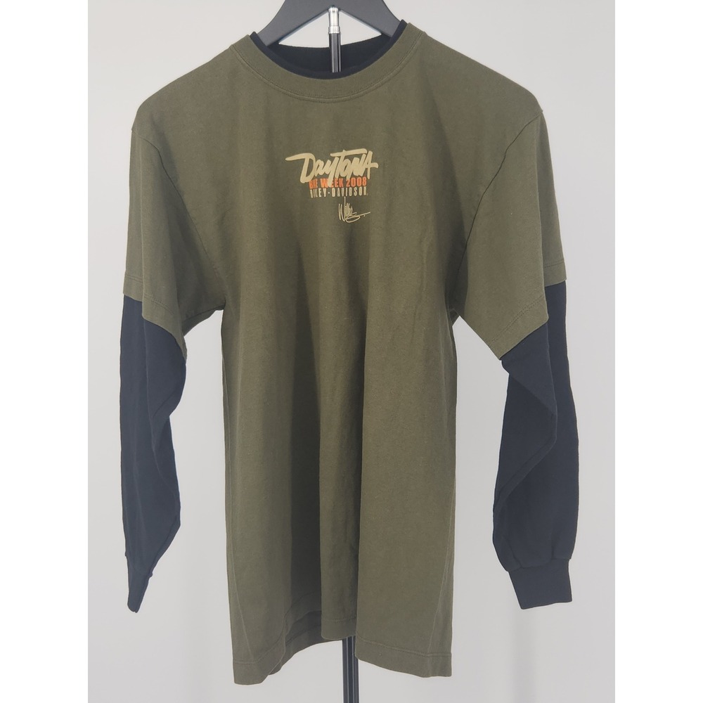 Harley-Davidson Daytona Bike Week 2008 Willie G Long Sleeve Shirt Mens M Green